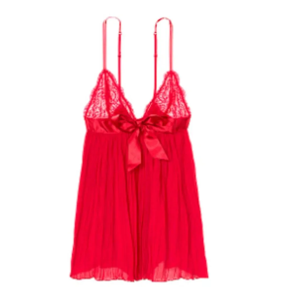 VIctoria's Sectet VERY SEXY Pleated Babydoll Set Red XXL Size 20 NWT Romantic - Picture 7 of 7